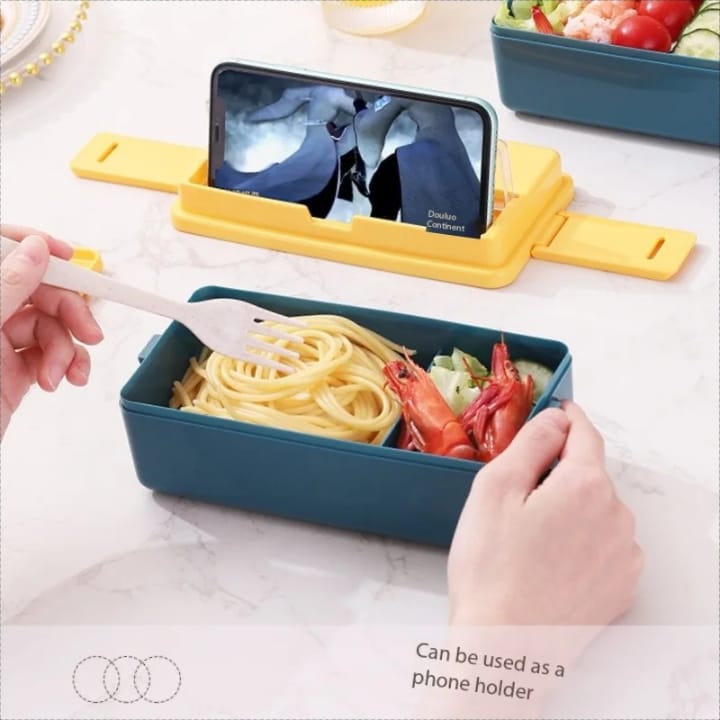 Lunch Box Compartimentée 2 Niveaux avec Couverts – Design Étanche & Portable