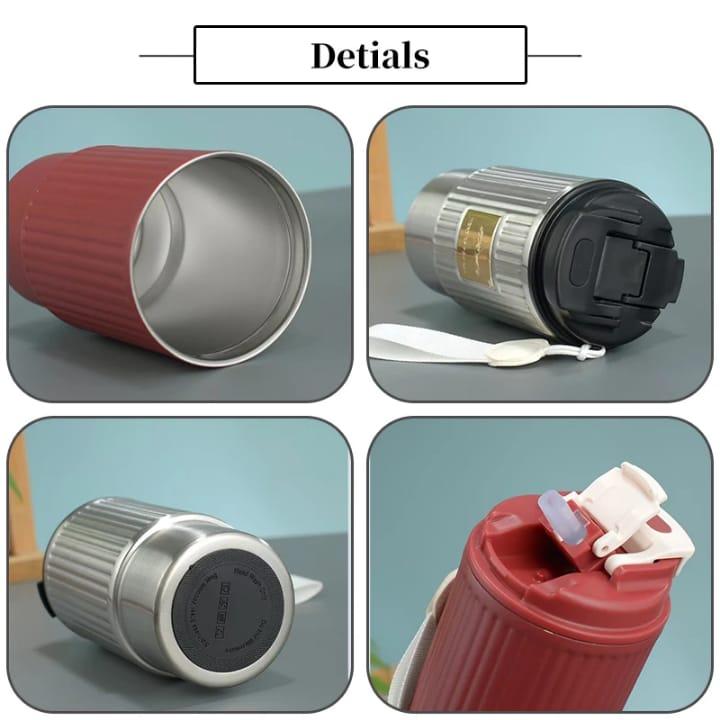 Mug Thermos Portable avec Poignée et Couvercle Étanche – 500 ml
