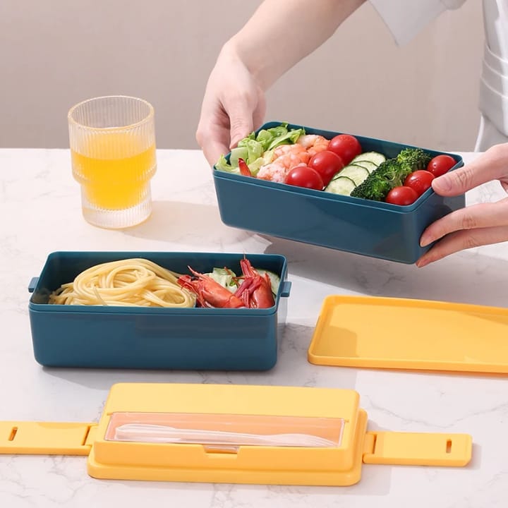 Lunch Box Compartimentée 2 Niveaux avec Couverts – Design Étanche & Portable