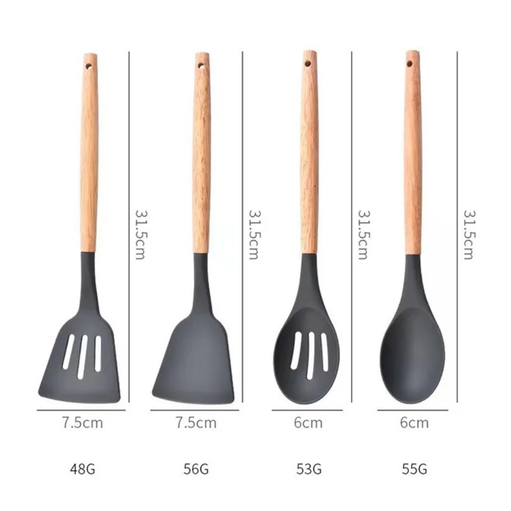 Ensemble de Cuillere de Cuisine en Silicone - 12 pcs Outils de Cuisine