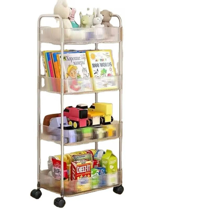 Chariot de Rangement Transparent à 4 Niveaux – Mobile et Élégant - La boutique secrète