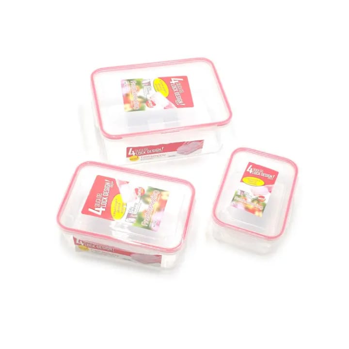 Set de 3 Boîtes Hermétiques en Plastique avec Fermeture Sécurisée