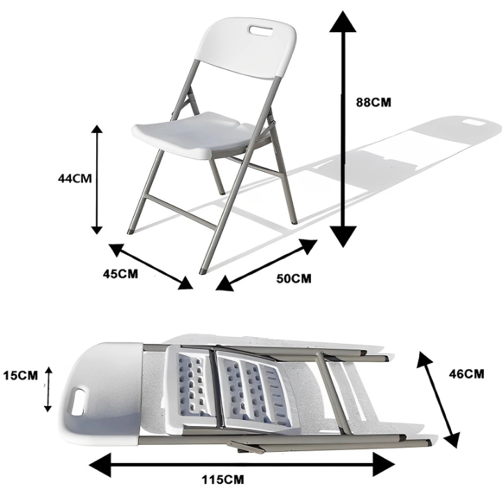 Chaise Pliante Résistante – Assise Confortable en Plastique & Structure Métallique