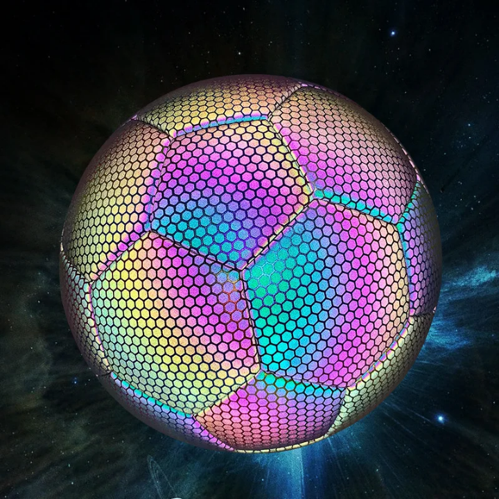 Ballon de Football Réfléchissant LED + Accessoires Offerts – Effet Lumineux Arc-en-Ciel de Nuit