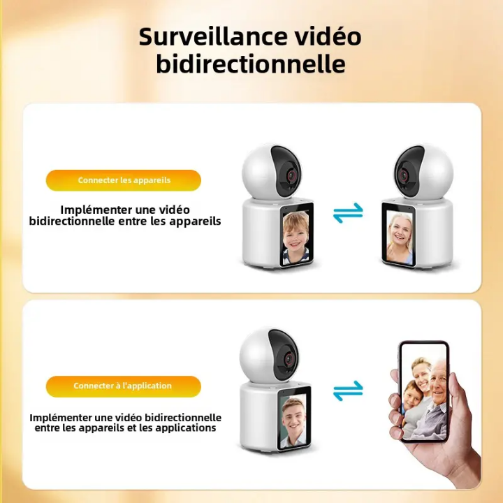 Caméra de Surveillance Intelligente WiFi 1080P – Appels Vidéo & Voix, Contrôle Pan-Tilt, Vision Nocturne