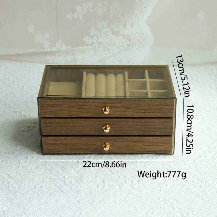 Boîte à Bijoux 3 Niveaux – Rangement Élégant Montres Colliers Bagues