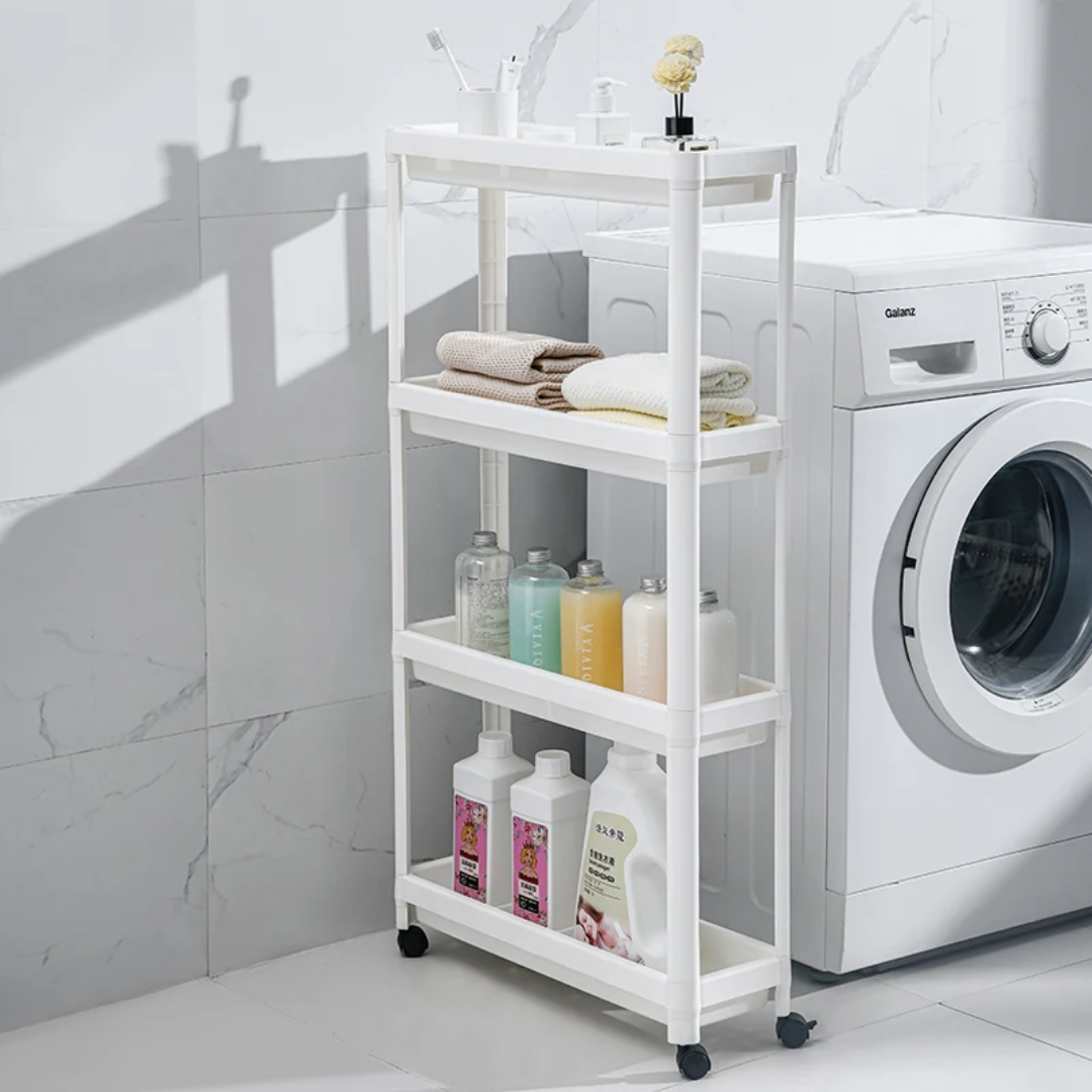 Étagère de Rangement pour Salle de Bain de Cuisine, avec Roues, 4 Niveaux