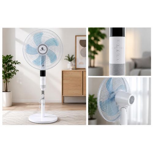 Ventilateur sur Pied Silencieux 5 Pales – Télécommande &amp; 8 Vitesses
