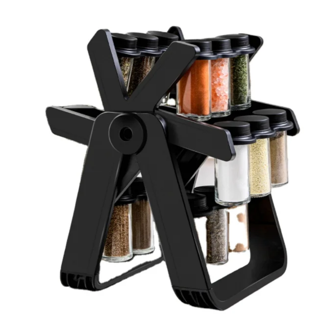 Porte-Épices Rotatif 14 Bocaux – Rangement Épices Cuisine Pivotant