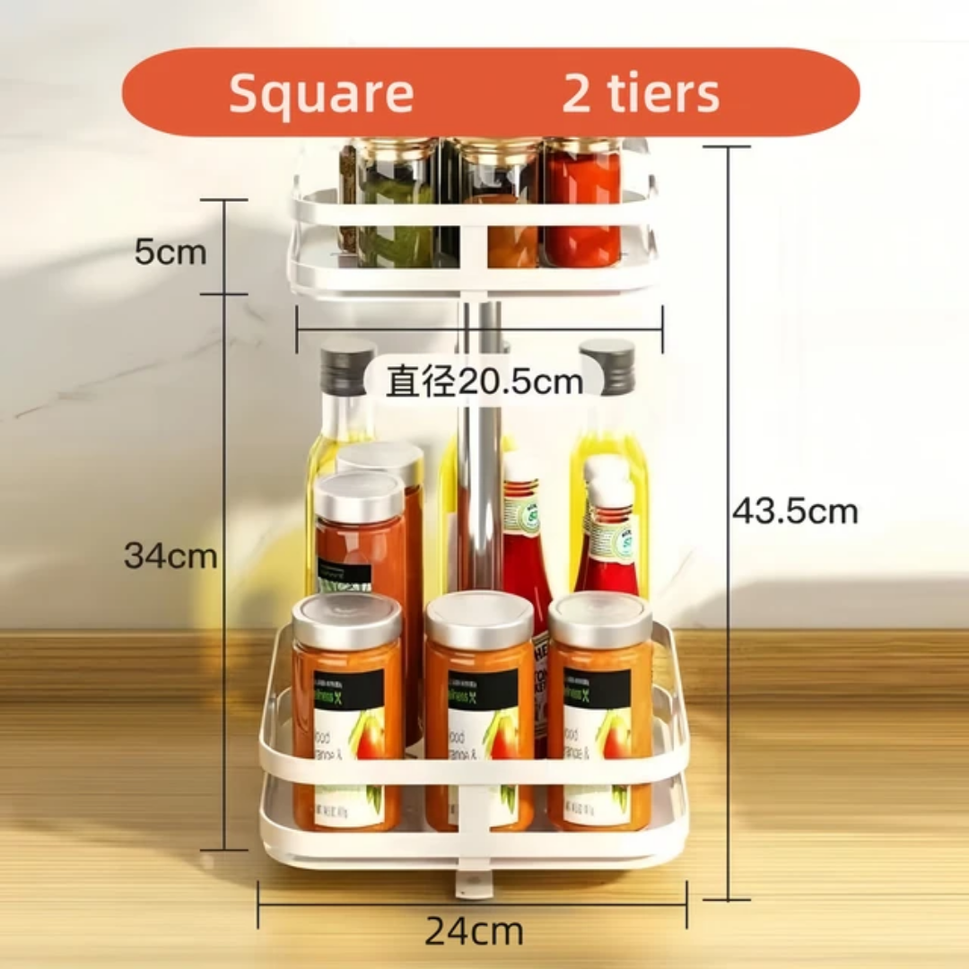 Présentoir Rotatif à Épices 2 Niveaux – Rangement Cuisine Plan de Travail