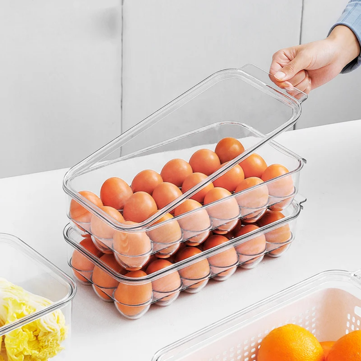 Boîte à Œufs Acrylique 18 Compartiments avec Couvercle – Rangement Frigo