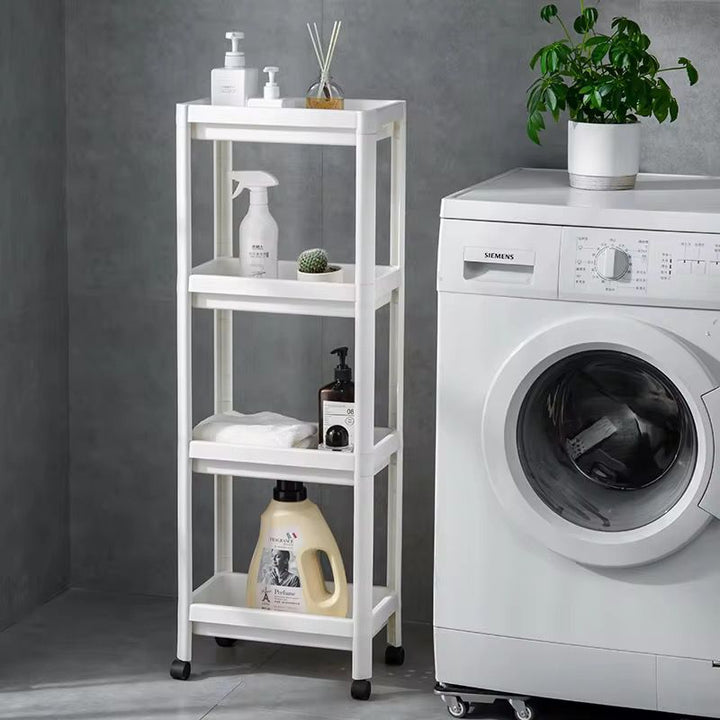 Étagère de Rangement Multi-usage à 4 Niveaux avec Roulettes – Idéale Cuisine, Salle de Bain & Buanderie