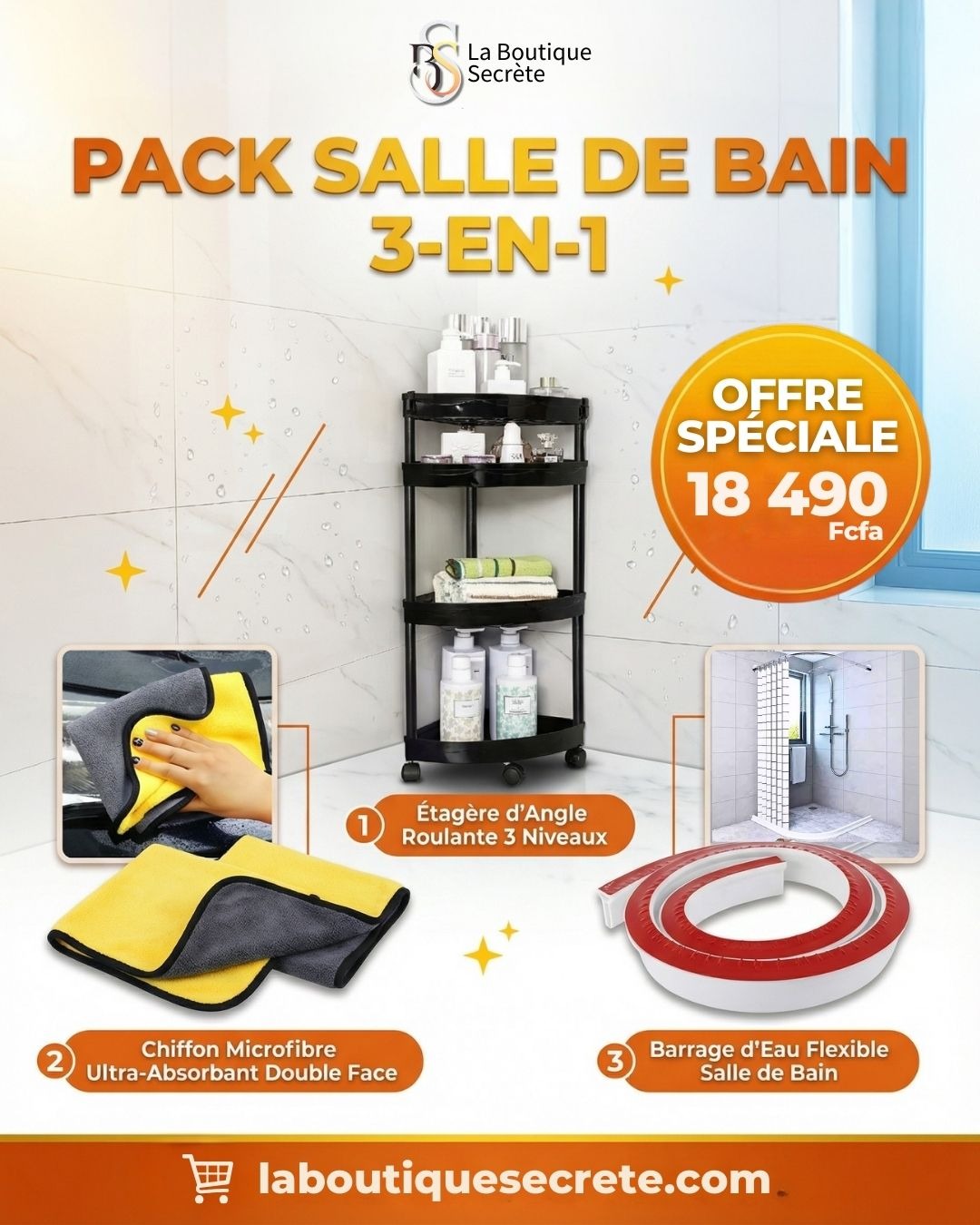Pack Organisation Salle de Bain 3-en-1 : Étagère d&