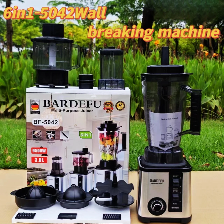 Blender Multifonction 6 en 1 BARDEFU – 9500W, Moteur Cuivre 9525, Capacité 3L | Mixeur, Presse-agrumes, Extracteur, Hachoir