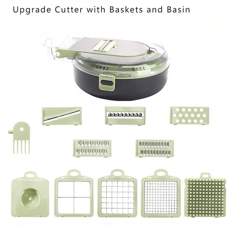 Coupe-Légumes Multifonction 9 en 1 avec Panier Égouttoir – Tranche, Râpe et Émince Facilement