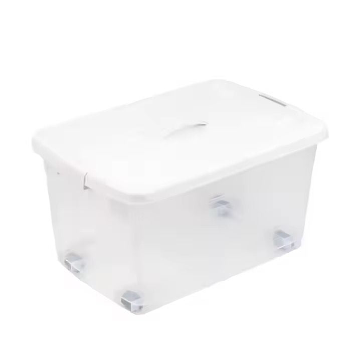 Boîte de Rangement en Plastique avec Couvercle et Roulettes – Grande Capacité