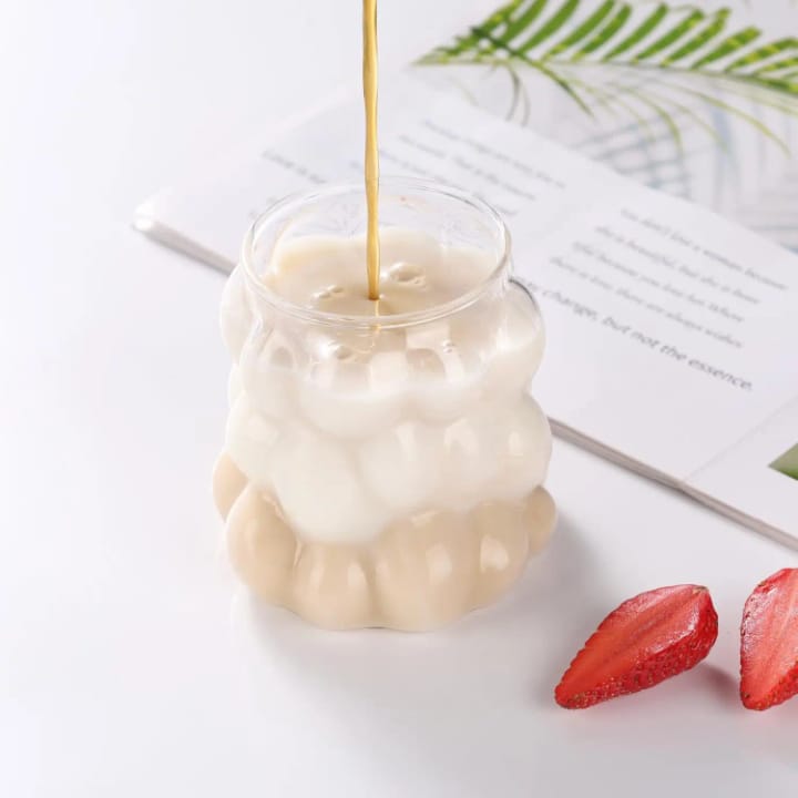 Verre Bulle avec Couvercle Bambou & Paille Réutilisable – Style Moderne et Écologique