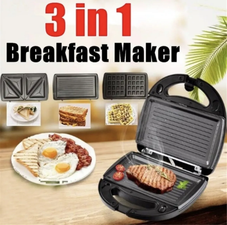 Machine à sandwich multifonction 3 en 1 – Gaufrier, Grille-pain &amp; Grill