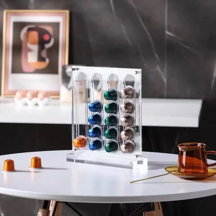 Support Capsules Café en Acrylique – Organisateur Transparent 40 Capsules