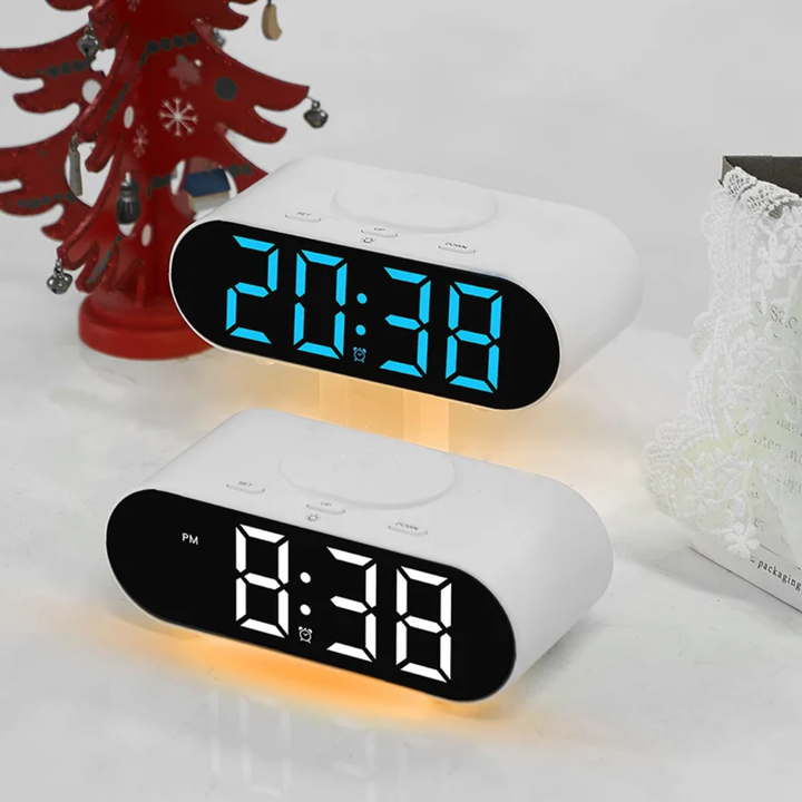 Réveil Digital LED avec Chargeur Sans Fil – Horloge Moderne 2-en-1 pour Table de Chevet