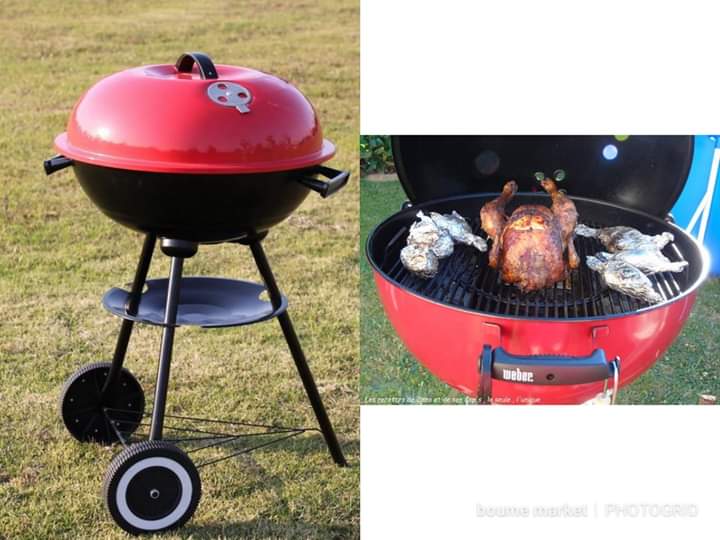 Barbecue a Charbon 17" Rouge Portable - Grill BBQ 43cm Dakar 