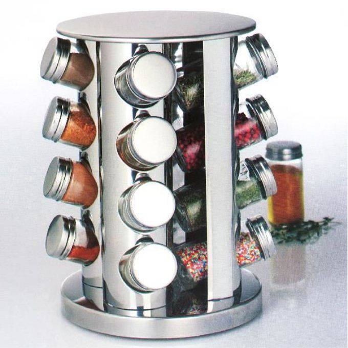 Presentoir à epices Rotatif  en INOX - 24 Pots - La boutique secrète