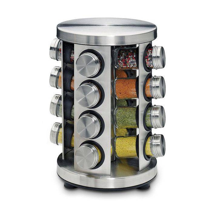Presentoir à epices Rotatif  en INOX - 24 Pots - La boutique secrète