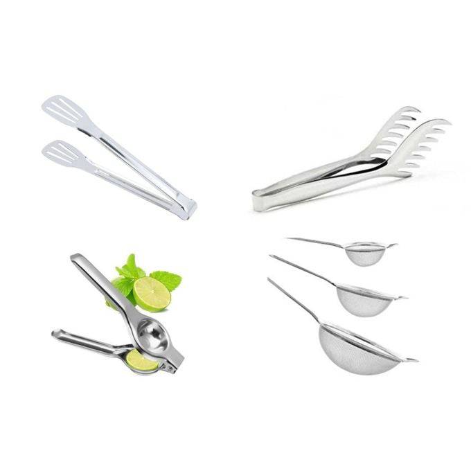 Pack Presse citron + pince a spaghetti + Pince a barbecue + 3 Tamis - La boutique secrète