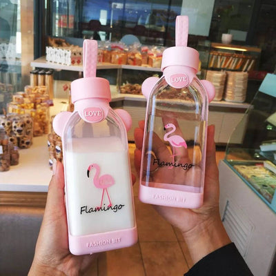 Bouteille d'eau Flamingo 350 ML en verre - La boutique secrète